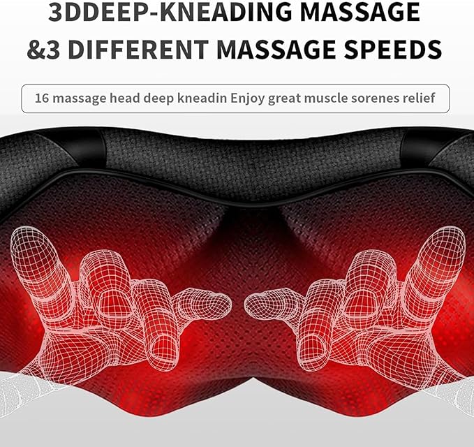 Shiatsu Neck and Back Massager with Heat, Shoulder Massager for Pain Relief Deep Tissue, Electric Deep 3D Kneading Full Body Massage Pillow for Women Men Home Office and Car - Bloomnest