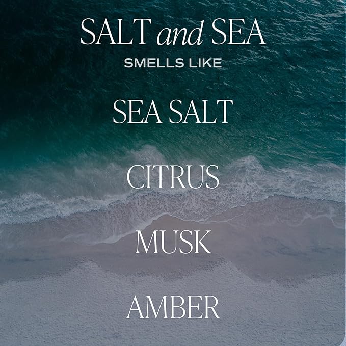 Sweet Water Decor Salt and Sea Candle - Sea Salt, Citrus, Amber, Musk, Beach Scented Soy Candles for Home - 11oz White Glass Jar + Wood Lid, 50+ Hour Burn Time, Made in The USA - Bloomnest