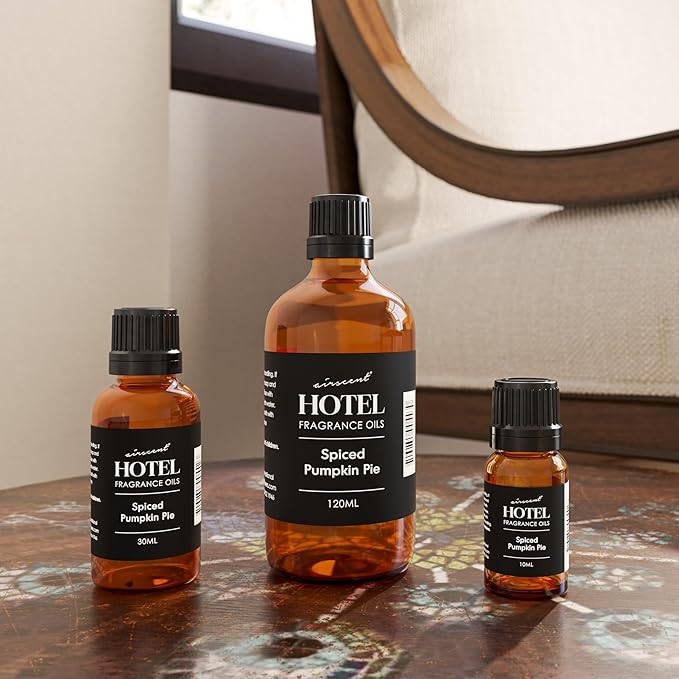 AirScent Spiced Pumpkin Pie Holiday Diffuser Oil - Premium Pumpkin Spice Holiday Fragrance Oil for Ultrasonic and Waterless Diffusers and Crafting - 10ml, .34 fl oz Glass Dropper Bottle - Bloomnest
