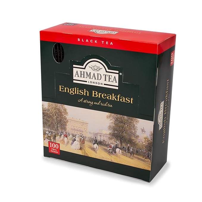 Ahmad Tea Black Tea, English Breakfast Teabags individually wrapped in foil, 100 ct - Caffeinated & Sugar-Free - Bloomnest