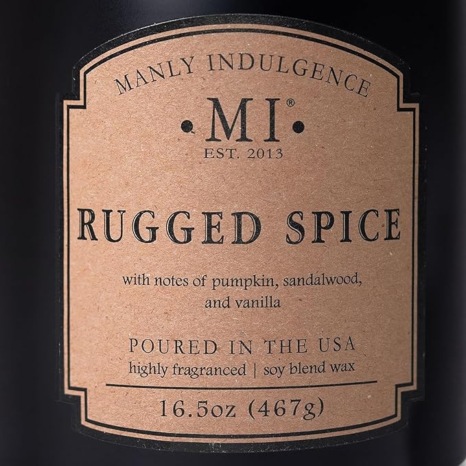 Manly Indulgence Rugged Spice Scented Candles for Men, 2 Wick, 16.5 oz, Premium Soy Blend Wax, 60H Burn, Candles for Home Scented - Made in The USA - Bloomnest