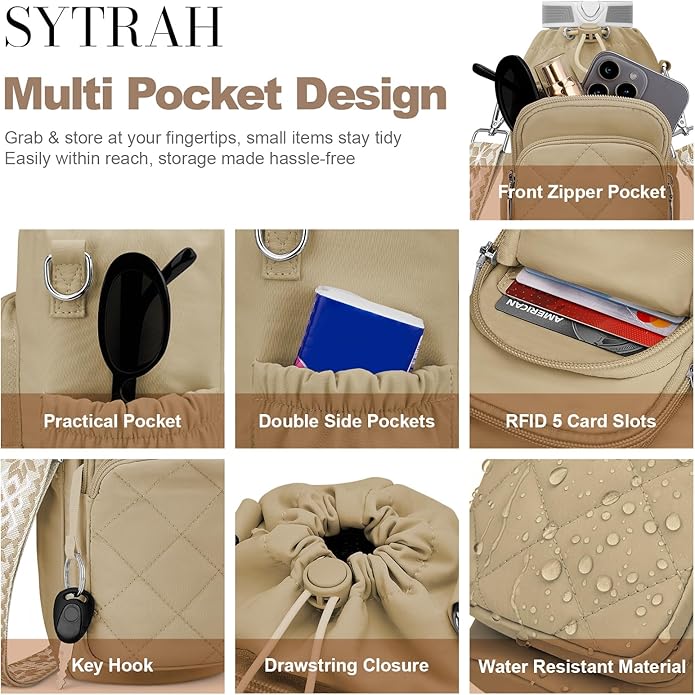 Water Bottle Bag Crossbody，Insulated Water Bottle Purse Crossbody Water Bottle Holder with Strap 40 oz SYTRAH