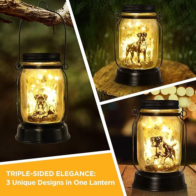 kyoryuger Boxer Dog Gifts for Women/Men Boxer Dog Lovers Solar Lantern Mom Birthday, Mothers Day, Solar Garden Decoration Outside for Yard, Patio,Backyard,Porch, Torches - Bloomnest