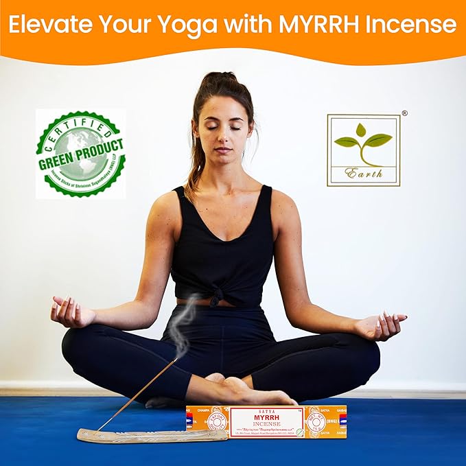 Satya Nagchampa Myrrh Incense Sticks, Satya Bng (Bangalore) Insenses 15gmx3 Pack (45 GMS) with Raajsee Incense Holder Bundle, Satya Nagchampa Natural Incense - Bloomnest