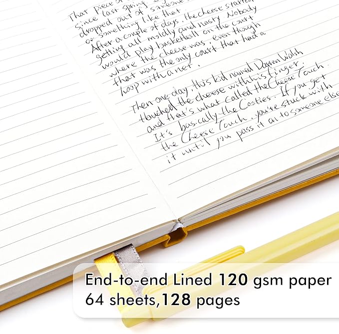 12 Pack Notebooks Journals Bulk with 12 Black Pens, Feela A5 Hardcover Notebook Classic Ruled Journal Set with Pen Holder for School Business Work Travel Writing, 120 GSM, 5.1”x8.3”, Yellow - Bloomnest