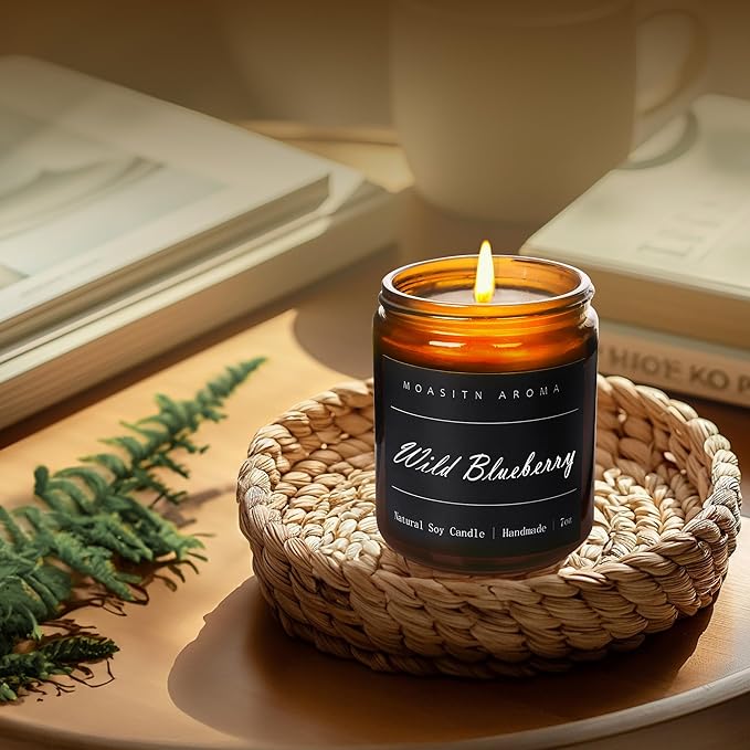 MOASITN Blueberry Highly Scented Candles for Home| Natural Soy Aromatherapy Candle| Handmade Long Lasting Jar Candle Gift for Women,Men as Birthday,Summer,Relaxing,Gifts| 7oz - Bloomnest