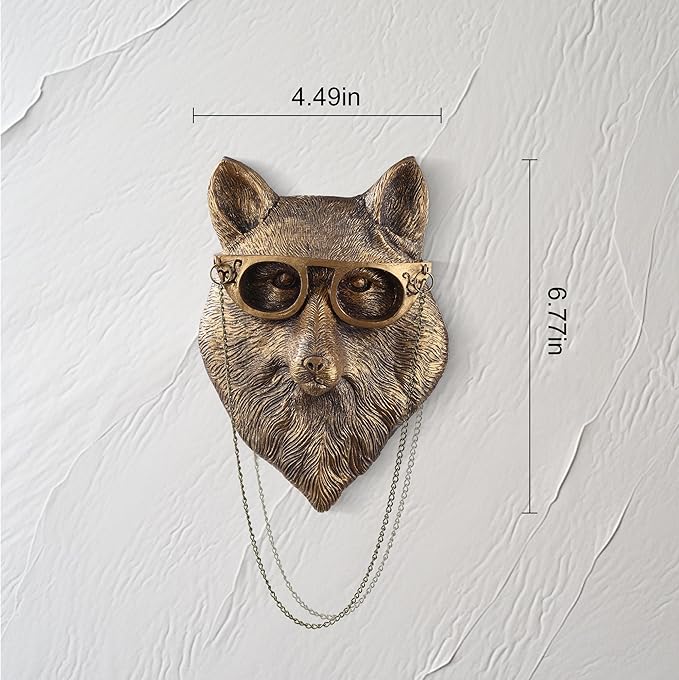 UITWMKTG Gold Animal Head Wall Decor Wall Sculpture Home Decor Statue for Living Room Office Bedroom Modern Decor for Men Women Fox - Bloomnest