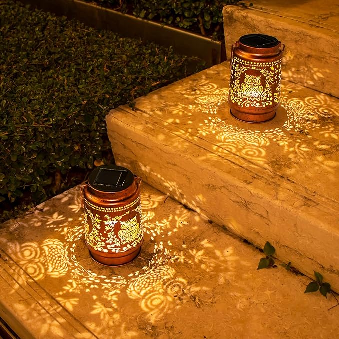 Solar Lanterns Outdoor Garden Decor,Birthday,Retirement Owl Gifts for Women, Mom, Grandma, Friend, Thanksgiving, Decorative Waterproof Hanging LED for Yard, Patio, Lawn, Landscape, Backyard - Bloomnest