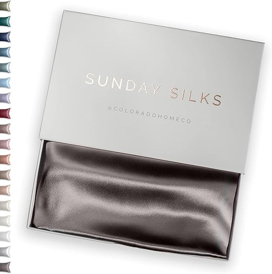 SUNDAYSILKS™ | Silk Pillow Cases | 100% Pure Silk Pillowcase | All Sides 22 Momme Premium Grade 6A Real Silk Pillowcase for Hair & Skin King, Queen Mulberry Silk Pillow Case, Zipper [Charcoal Essence] - Bloomnest