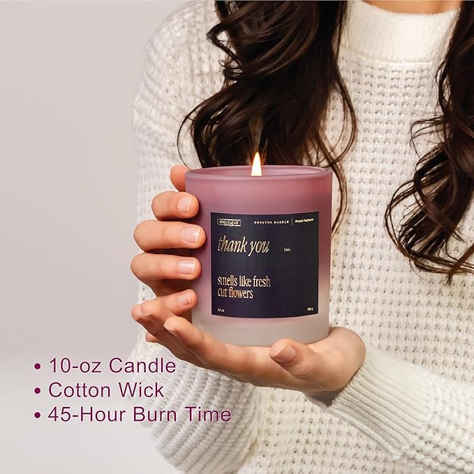 Benevolence LA Thank You Scented Candles | 10 oz, 40-50 Hour Burn, Thank You Gifts for Women, Men Coworkers | Appreciation Gifts for Best Friend | Fall Candles - Smells Like Fresh Cut Flowers - Bloomnest