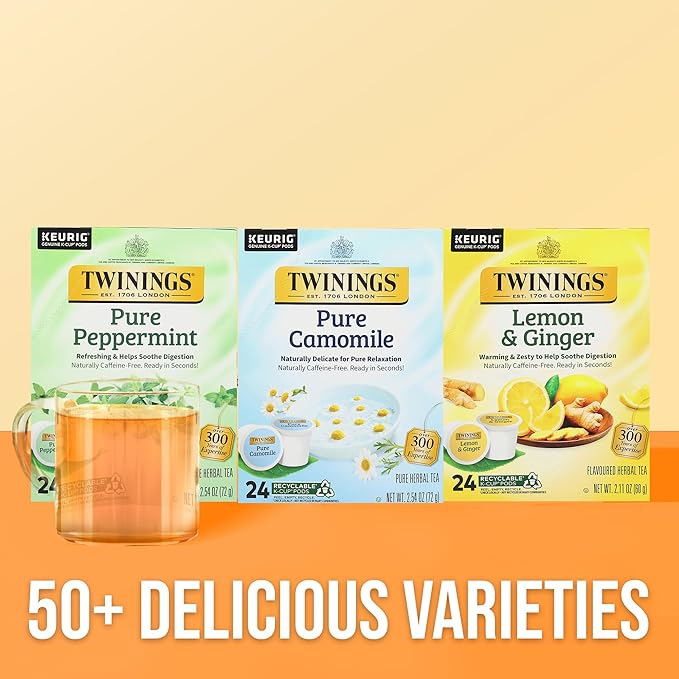 Twinings Pure Camomile Herbal Tea K-Cup Pods for Keurig, 24 Count (Pack of 1), Made with Pure Camomile Blossoms, Naturally Caffeine-Free, Enjoy Hot or Iced - Bloomnest