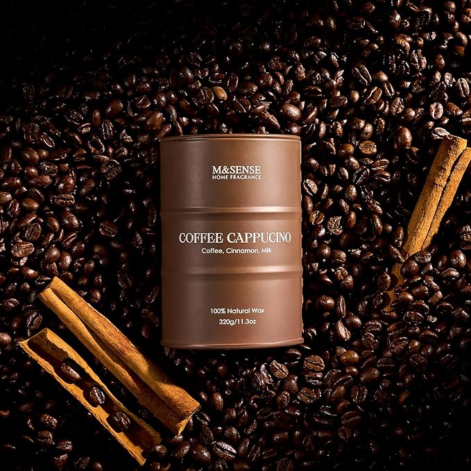 M&SENSE Coffee Cappucina Scented Candles, Soy Natural Wax Candle 11.3oz 70 Hours Long Lasting Burning, Strong Coffee Aroma Candle Unique Housewarming Appreciation Gifts - Bloomnest