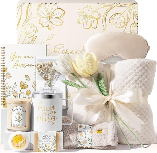 Birthday Gifts for Women Self Care Package, Get Well Soon Gift Baskets for Women Spa Gifts Set, Unique Thinking of You Inspirational Sympathy Valentines Day Gift Baskets for Her Wife Mom Friend Sister