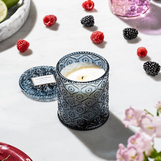 LA JOLIE MUSE Hey Baies Candles - Red Currant, Rose, Oakmoss | 6 oz Natural Soy Wax | 40 Hours Clean Burn | Berry Scented Candle | Gift-Ready for Hosts & Gatherings - Bloomnest