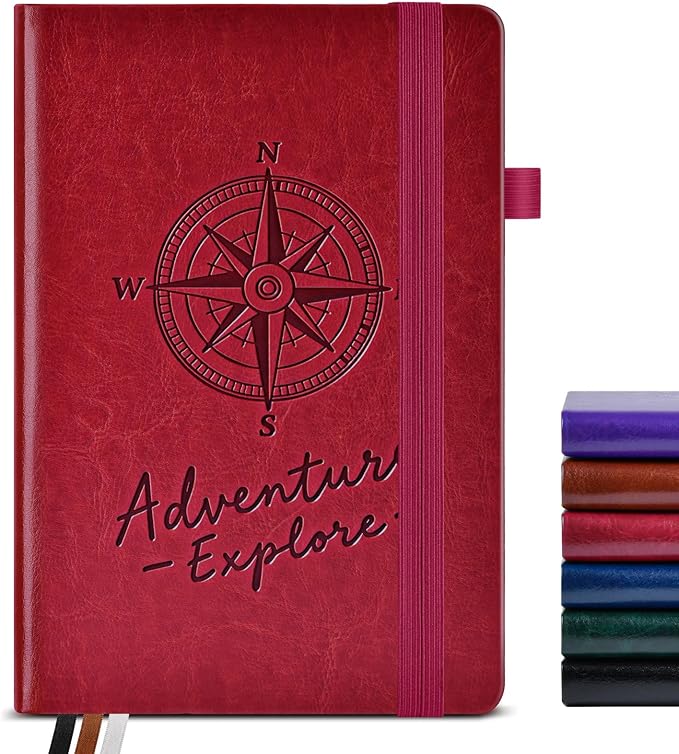 Lined Journal Notebook for Women Men, 160 Pages, A5 Hardcover Vintage Leather Journaling Notebooks for Work, School, Note Taking, Travel, Bible Study,Daily Diary for Writing 5.8"x8.5"(Burgundy) - Bloomnest