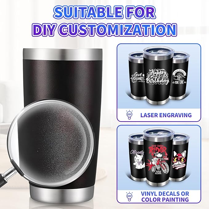 36 Pack, 20oz Stainless Steel Bulk Tumblers with Lids and Straws, Leakproof Double Wall Travel Mug for Hot/Cold Drinks, Home Office Outdoor Party Use, Durable Powder Coated Insulated Cup/Black - Bloomnest