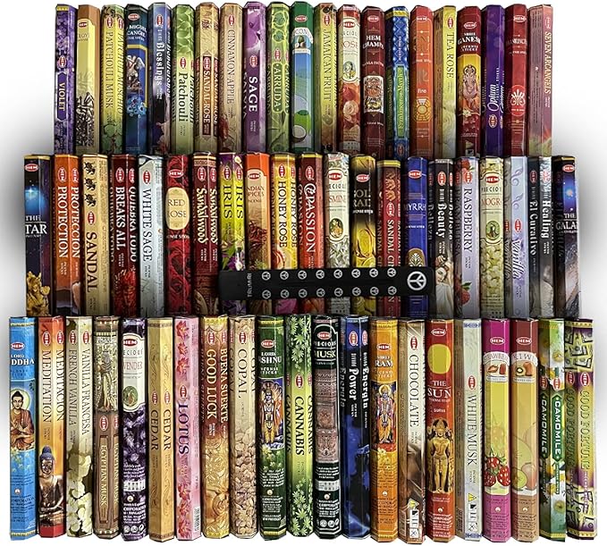 Hem Incense Sticks Variety Pack of 12 Randomly Selected Hexa Fragrances and Incense Stick Holder Bundle Total 240 Sticks - Bloomnest