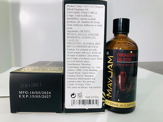MAYJAM 100ML/3.38FL.OZ Dragons Blood Fragrance Oils with Glass Dropper, Essential Oils for Diffusers for Home, Long Lasting Scented Oils for Diffusers Soap Candle Making - Bloomnest