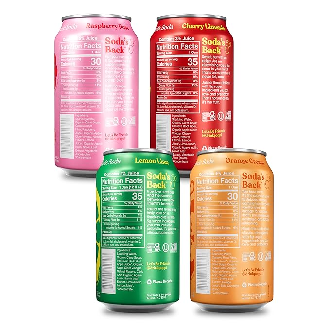 Poppi Sparkling Prebiotic Soda Beverage with Apple Cider Vinegar, Seltzer Water and Fruit Juice, Trend Setters Variety Pack, 12 Fl Oz, Pack of 12, Packaging May Vary - Bloomnest
