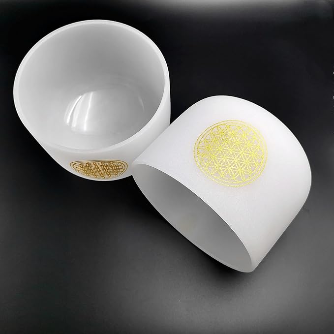 528HZ 8 Inch C Note Flower of Life Crystal Singing Bowl Sound Healing Crystal Bowl Meditation Sound Bowl Sound Bath Life Flower Singing Bowl With Bag - Bloomnest