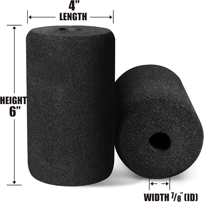 WF Athletic Supply Foam Foot Pads, Foam Roller for Gym Exercise Machines Equipment Replacements, Roller Pad for Leg Extension, PEC Deck Pads for Weight Bench, Sold by Pair (6” x 4” OD x 0.875” ID) - Bloomnest