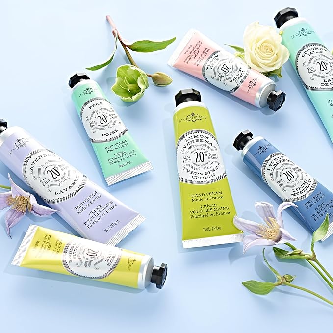 La Chatelaine Hand Cream Gift Set for Women, Hand Lotion for dry cracked hands, Travel Size, Natural Hand Cream Made in France with Organic Shea Butter (Cherry Almond, Wild Fig, & Gardenia) 3 x 1 fl - Bloomnest