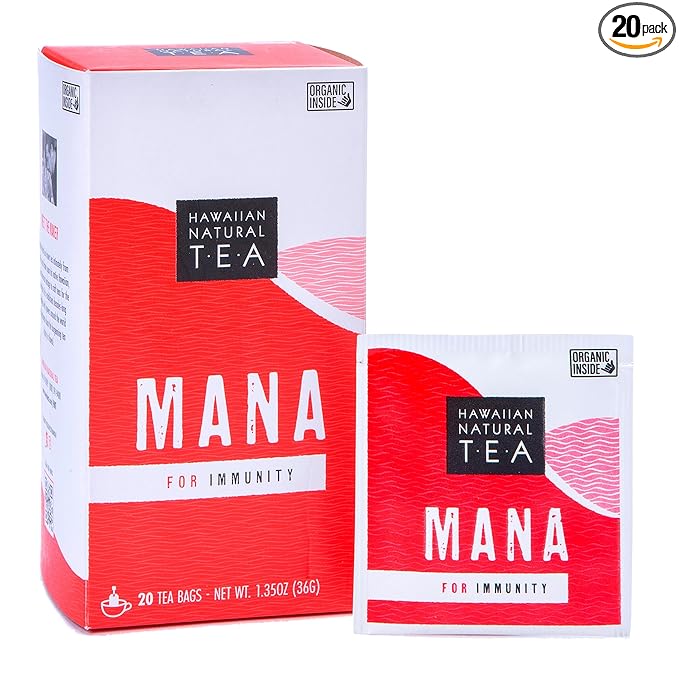 Mana Hibiscus Herbal Black Tea - All Natural Wellness Tea, Refreshing, Uplifting and Energizing with Cinnamon & Mint - Supports Immune Health 20 Bags - Bloomnest