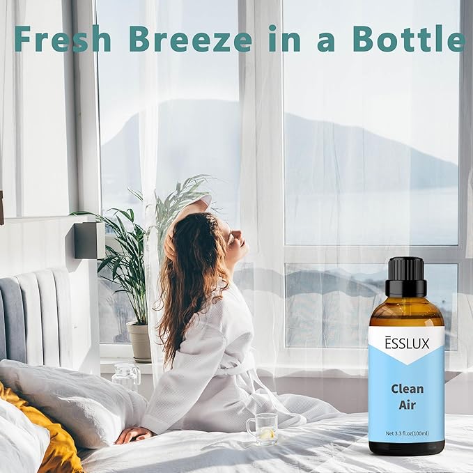 Clean Air Fragrance Oil, ESSLUX Large Single Scented Oils 100 ml (3.3 oz), Fresh Aromatherapy Essential Oils for Home for Diffuser, Massage, Soap, Candle Making Scents - Bloomnest