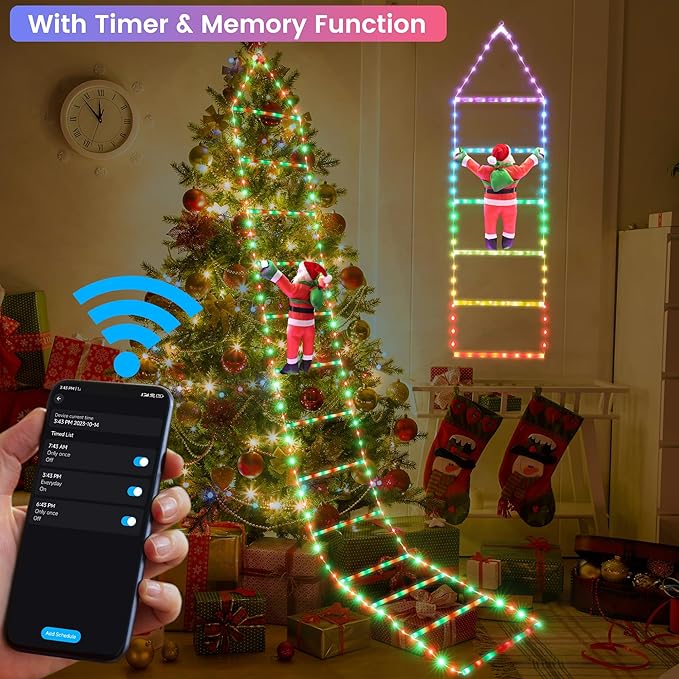 Toodour Christmas Decorations Lights, 3.3ft Smart RGB Christmas Decorative Lights with Santa Claus, Bluetooth & App Controlled Ladder Light - Music Sync Color Changing Xmas Light for Indoor Outdoor - Bloomnest
