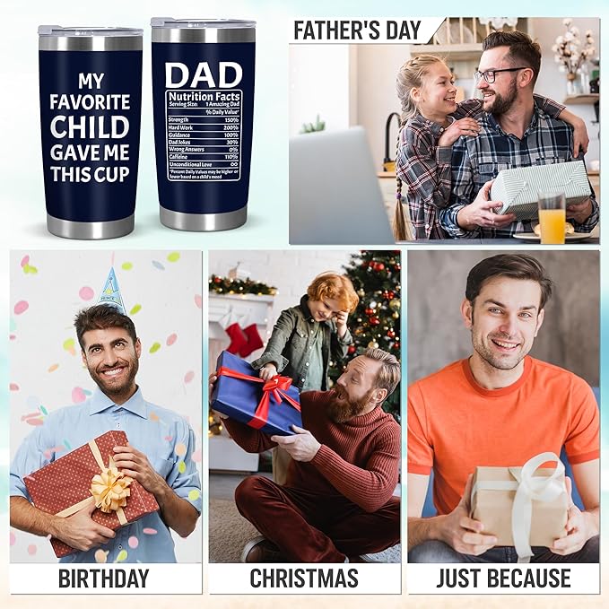 TEEZWONDER Christmas Birthday Gifts for Dad from Daughter Son Wife Kids - 20 oz Stainless Steel Insulated Coffee Tumbler - Grandpa Gift, Mens Birthday Gift Ideas - Bloomnest