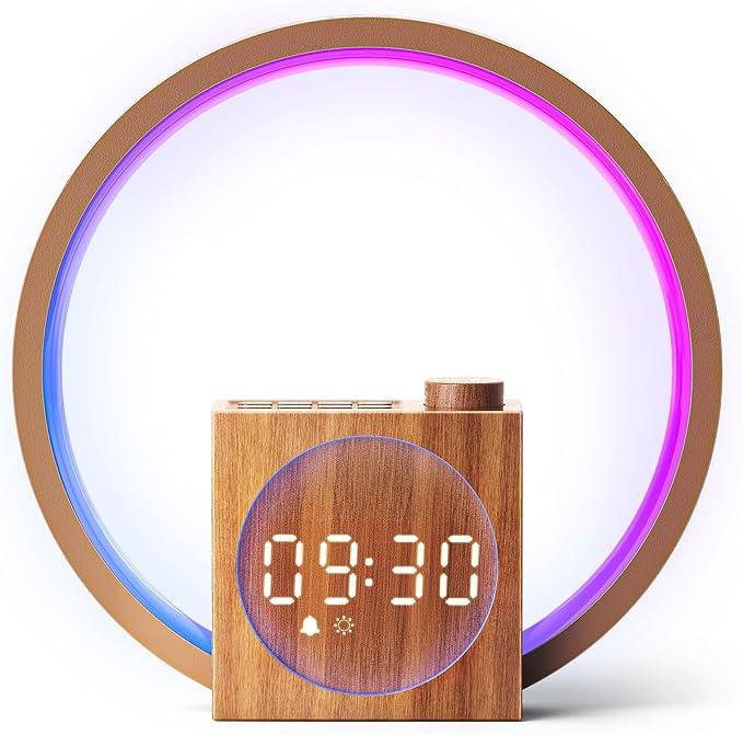 Dreamegg Sunrise Alarm Clock - Sound Machine for Sleep, 12 Ambient Colors &20-Level Dimmable Night Light, 25 Soothing Sounds, White Noise Machine, Wake Up Light for Adults, Stylish Bedroom Decor&Gift - Bloomnest