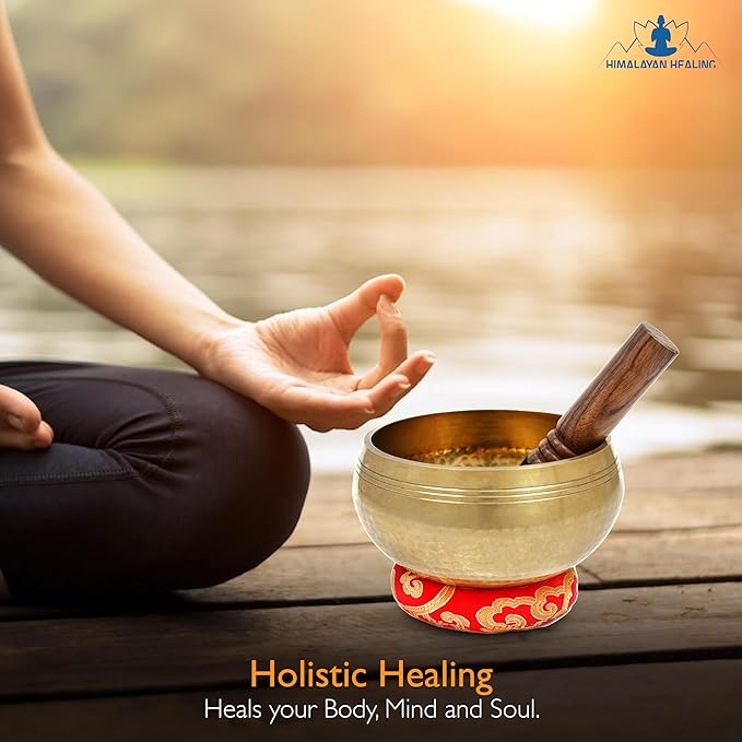 Large Master healing Tibetan Singing bowls set 6" ~ Meditation Sound Bowl hand Hammered in Nepal For Yoga, Meditation, Mindfulness, Healing & Chakra balancing~ (6 Inch) - Bloomnest