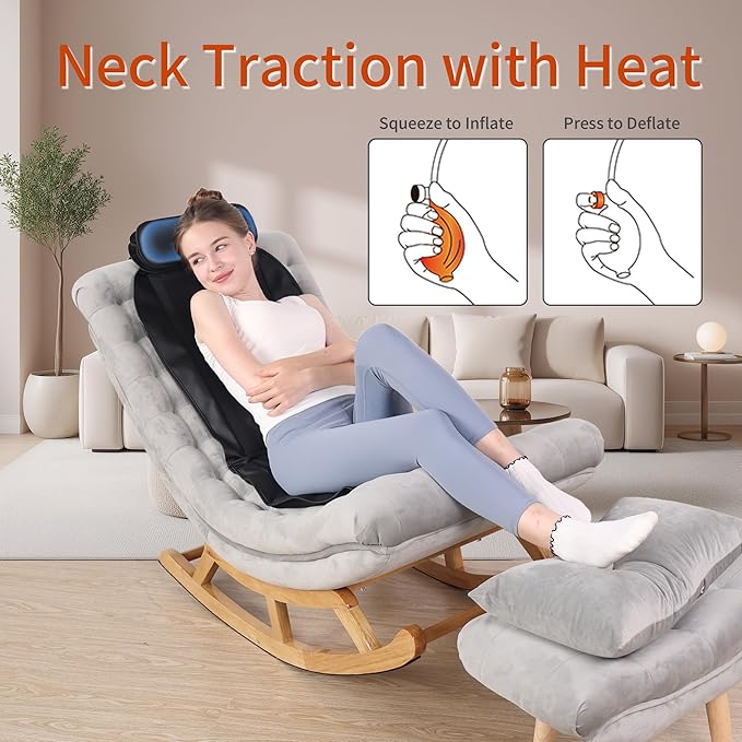 Shiatsu Back Massager with Heat, Massage Chair Pad for Full Back, Seat Massager for Office/Home,Gift for Father/Mother - Bloomnest
