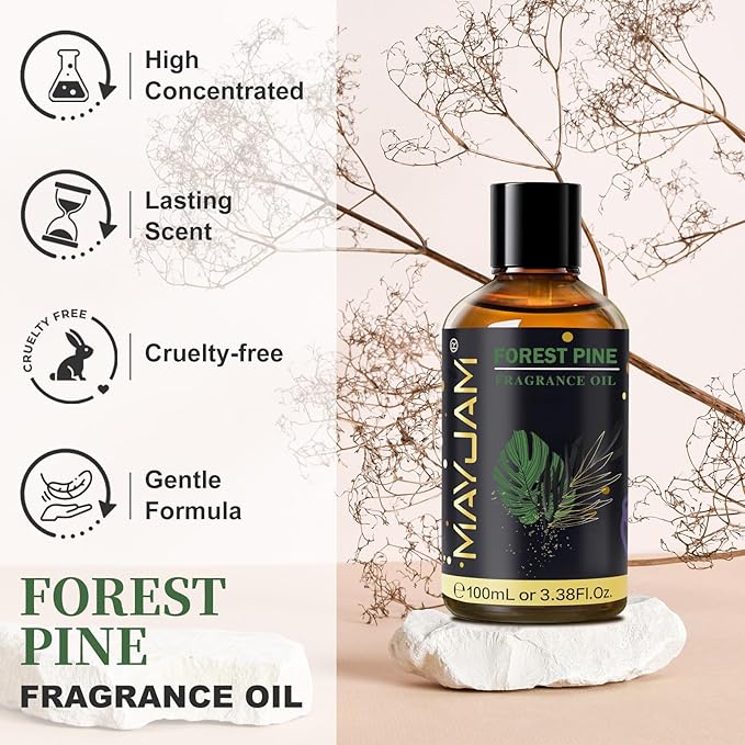 Forest Pine Fragrance Oil Essential Oil, MAYJAM 3.38FL.OZ Forest Pine Oil for Diffusers for Home, Long Lasting Scented Oils for Soap Candle Making - 100ML MAYJAM