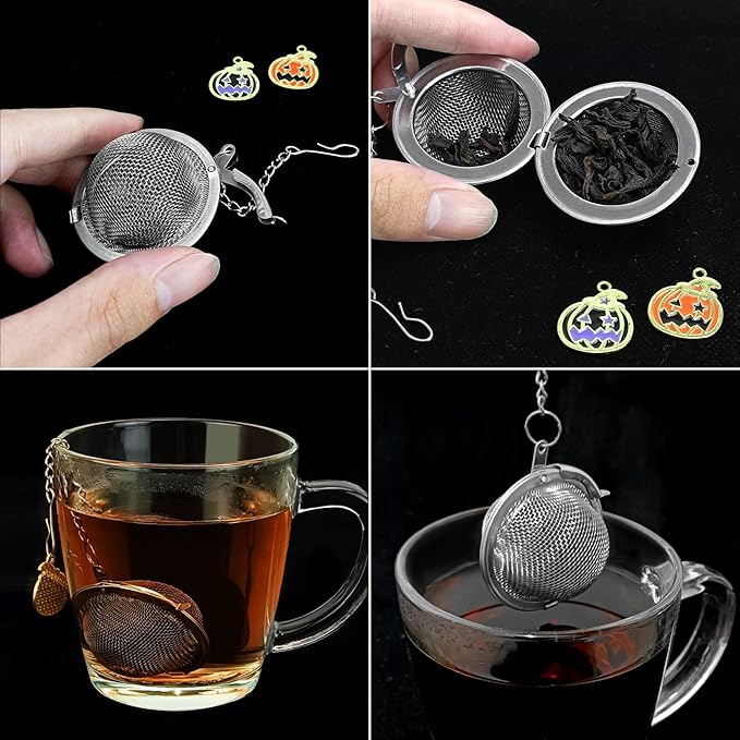 Halloween Stainless Steel Mesh Tea Infuser, 2.1 inch Tea Ball with Pumpkin Ornaments Tea Strainer Tea Diffuser Tea Steeper for Filtering Tea,Tea Infusers for Loose Tea (Halloween Pumpkin, 2PC) - Bloomnest