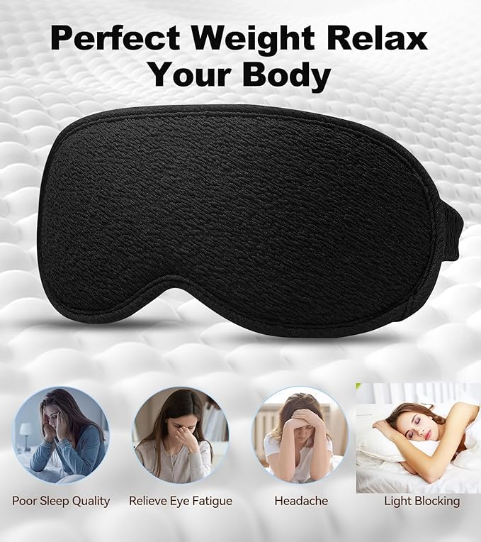 3D Contoured Sleep Mask, Light Blocking Eye Masks for Sleep, Breathable and Washable Sleeping Mask for Women Men, Adjustable Sleeping Eye Mask for Travel, Nap, Car and Office - Bloomnest