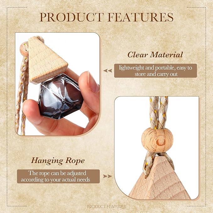 50 Pcs Hanging Car Air Freshener Black Car Diffuser Bottles Empty Glass Perfume Bottles Air Freshener Diffuser Pendant for Essential Oils Fragrance Aromatherapy Ornament (Rhombus) - Bloomnest