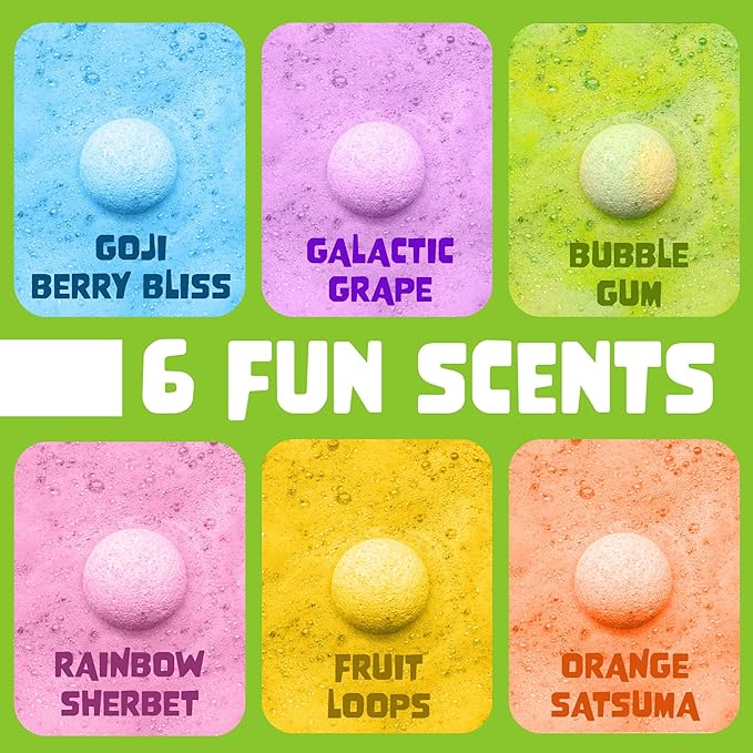 Bubble Bombs for Kids with Surprise Bath Slime Inside (6 Pack) - Colorful Sensory Toys Inside for Boys & Girls – Fizzes, Foams & Bubbles, Fruity Scents, Made in USA by Two Sisters - Bloomnest