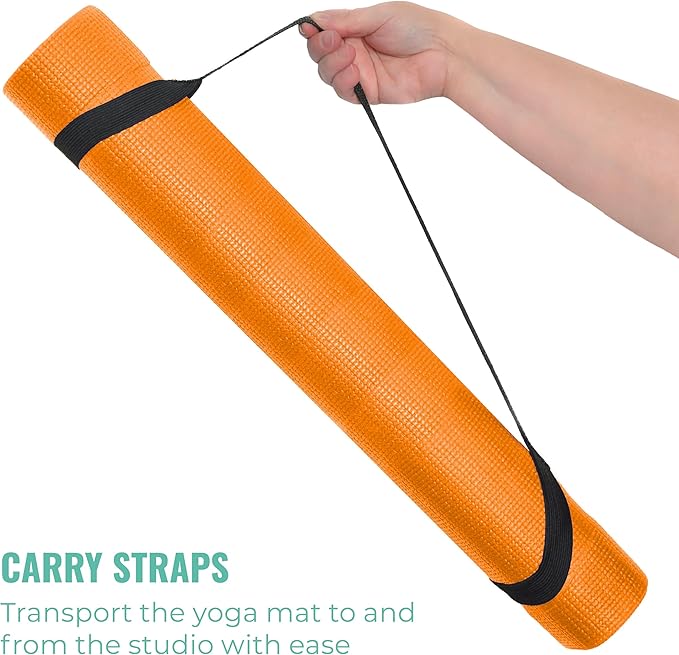 12-Pack Classic Yoga Mat With Carrying Strap, 68" x 24" Non Slip Exercise Mat, 4mm Thick Gym Mat, Bulk Non Toxic Yoga Mats for Home Workout, Schools, Classroom, and Studios - Bloomnest