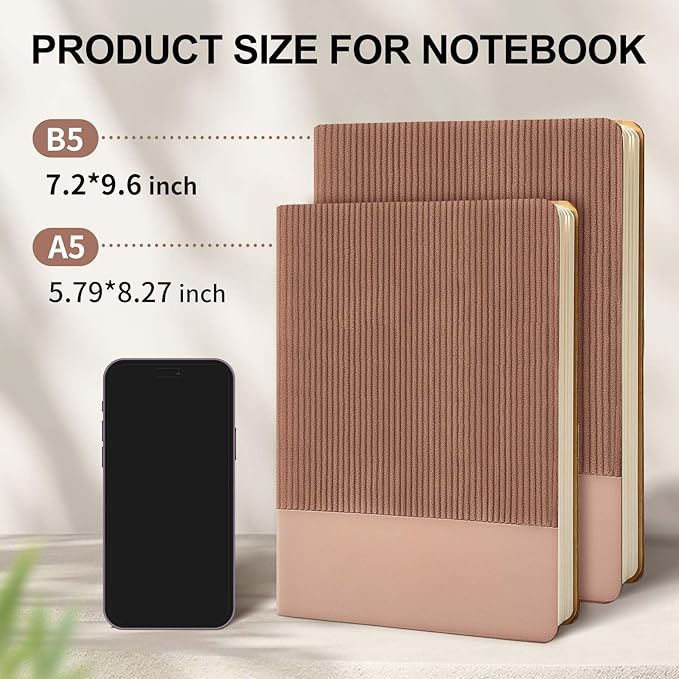 Lined Journal Notebook for Work College Ruled Note Book 7.2"x9.6" B5 PU Leather Daily Journaling 160 Pages for Women Men Writing Home School Supplies Business (Darkgreen/Darkpink) - Bloomnest