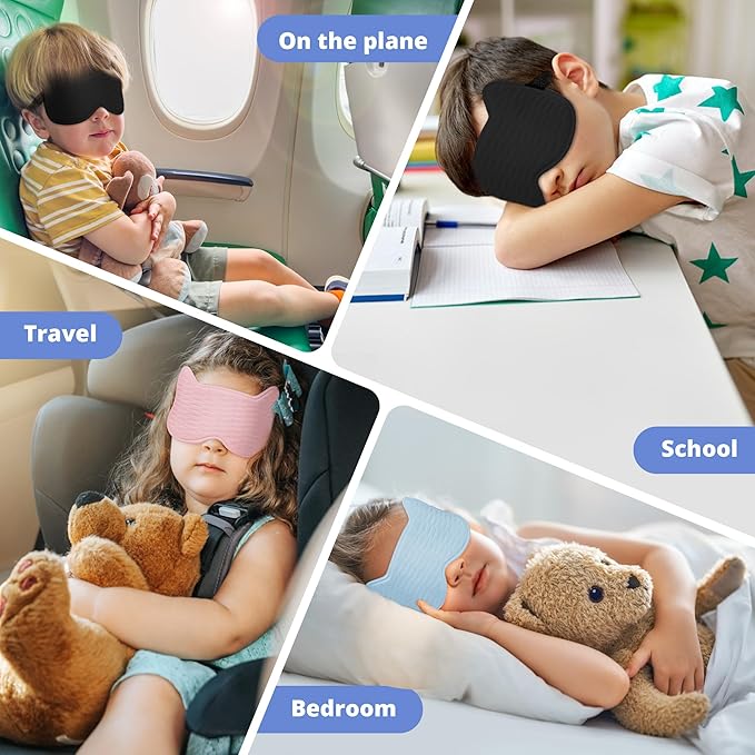 3D Kids Sleep Eye Mask: 3D Contoured Cup Sleeping Masks, Blindfold Sleep Eye Cover with Adjustable Strap, Memory Foam Lightweight Night Eyeshade for Boys Girls Teens (Royal Blue) - Bloomnest