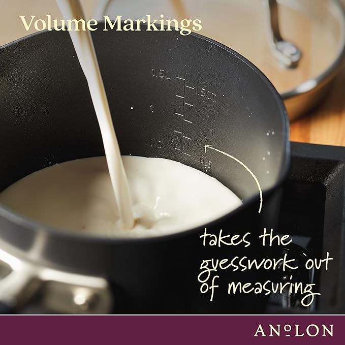 Anolon Advanced Home Hard Anodized Nonstick Sauce Pan/Saucepan with Straining and Lid, 2 Quart (2 Qt Straining Saucepan, Onyx) - Bloomnest
