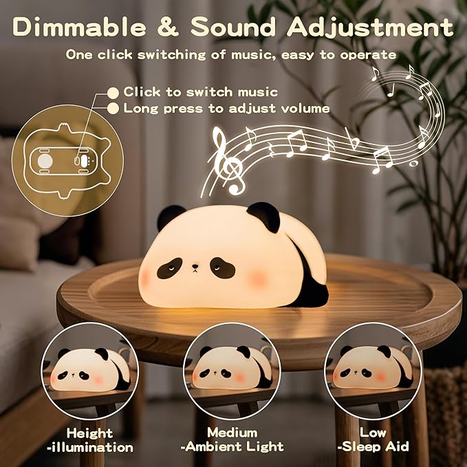 Panda Night Light with White Noise, Sound Machine for Baby Sleeping Aid,Toddler Sleep Trainer 4 Soothing Sleep Sounds,Timer/Dimmable Nursery Silicone Night Light, Cute Panda Gifts for Kids Boys/Girls - Bloomnest