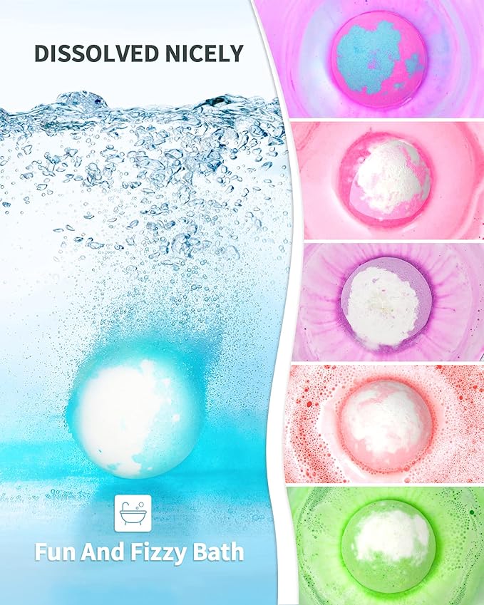 Light Up Bath Bombs with Surprise Inside, 4.23 oz XL Natural Gift Set 6 with Essential Oils, Magnesium Large Bath Bombs for Women Relaxing Spa Skin Moisturize Gifts for Women - Bloomnest