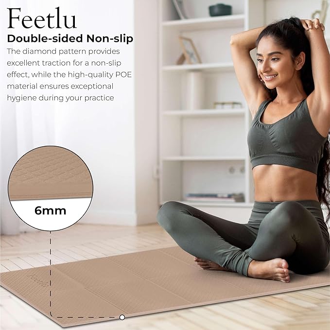 Foldable Yoga Mat, 6mm Thick, Lightweight, Anti-Slip, and Easy to Store – Perfect for Travel, Yoga, Pilates, Home Workouts, and Floor Exercises - Bloomnest