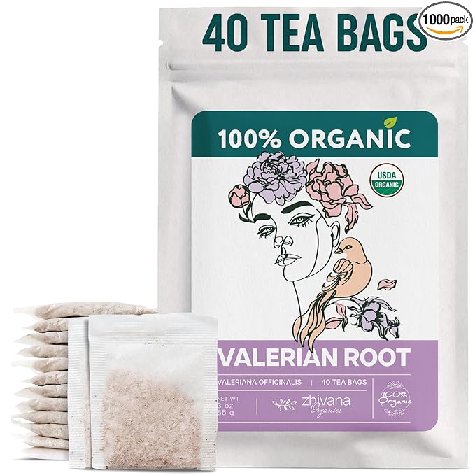 Valerian Root Tea Organic (40 Tea Bags) - Valerian Tea, Valerian Root Herb – Calming Herbal Infusion for Sleep, Healthy Stress Response - Bloomnest