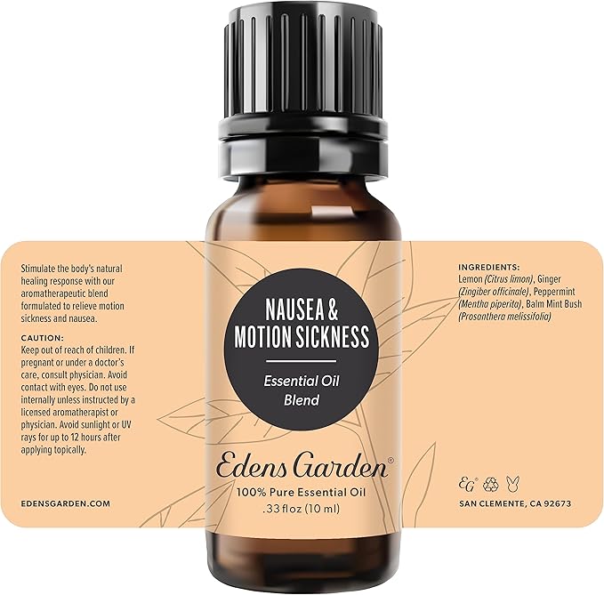 Edens Garden Nausea & Motion Sickness Essential Oil Blend- 100% Pure Premium Grade, Undiluted, Natural, Therapeutic, Aromatherapy, The Best for Diffusing, Skin, Humidifiers, Face 10 ml (.33 fl oz) - Bloomnest