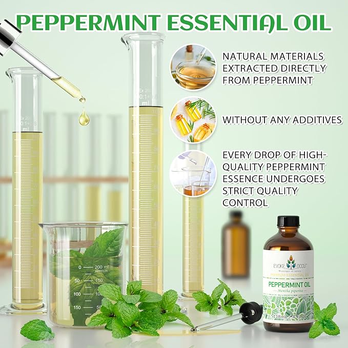EVOKE OCCU Peppermint Oil 4 Fl Oz - for Spray Diffuser Aromatherapy Hair and Skin Care - Kitchen Garden Car - 100% Pure and Natural - Bloomnest