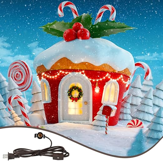 Macarrie 30 Pcs Single Salt Lamp Cord Replacement for Christmas Village E12 Corded Light Bulb Socket with Metal Clip Switch Plugs for Christmas Village House Accessories Crystal Salt Lamps 6 ft