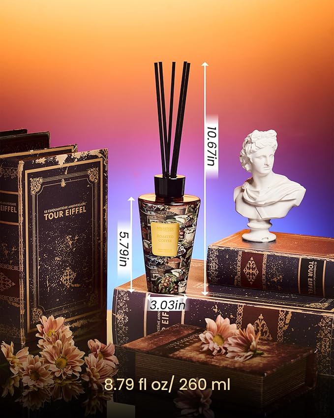 M&SENSE Roasted Coffee Reed Diffuser Set - 8.79fl oz Home Fragrance Non-Toxic Reed Diffuser for Home, Long Lasting Air Freshner Gifts for Bathroom Bedroom Fragrance Decor MSENSE